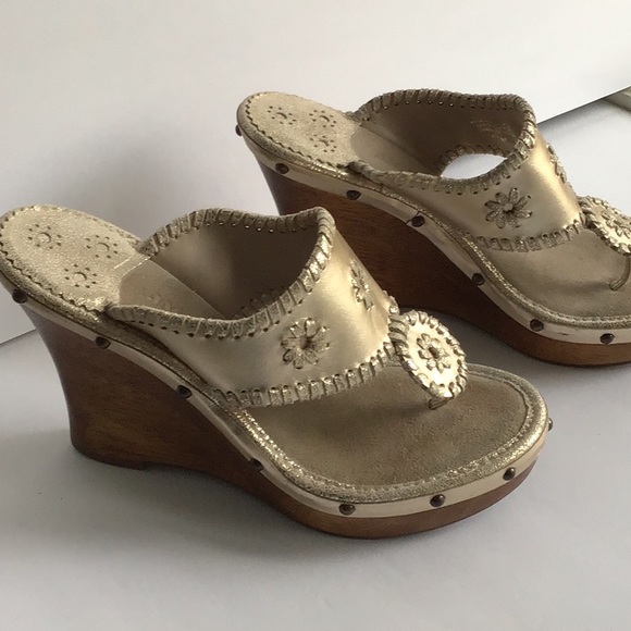 Jack Rogers Gold Platinum Wedge size 6.5 Marbella - Picture 5 of 16